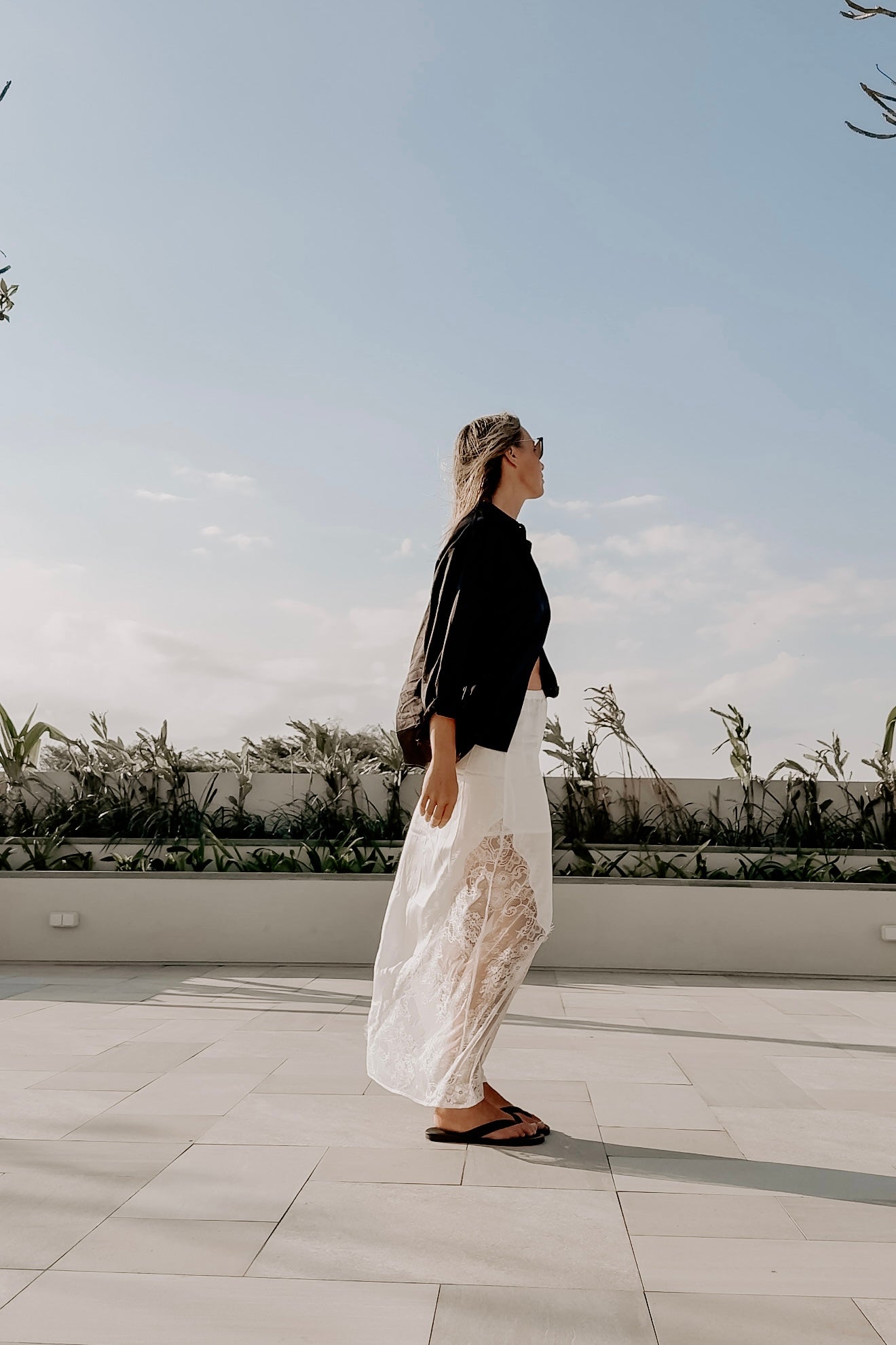 Asti Eco Silk Lace Long Skirt Oyster