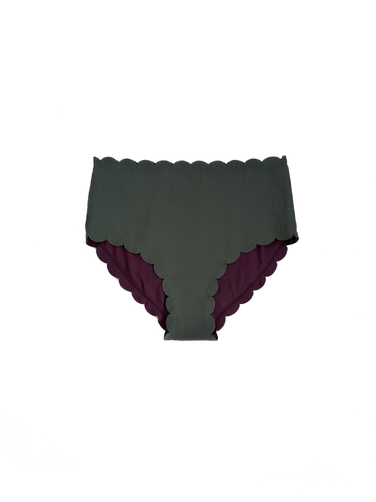 Scallop Reversible High Waist Bikini Bottoms Moorea