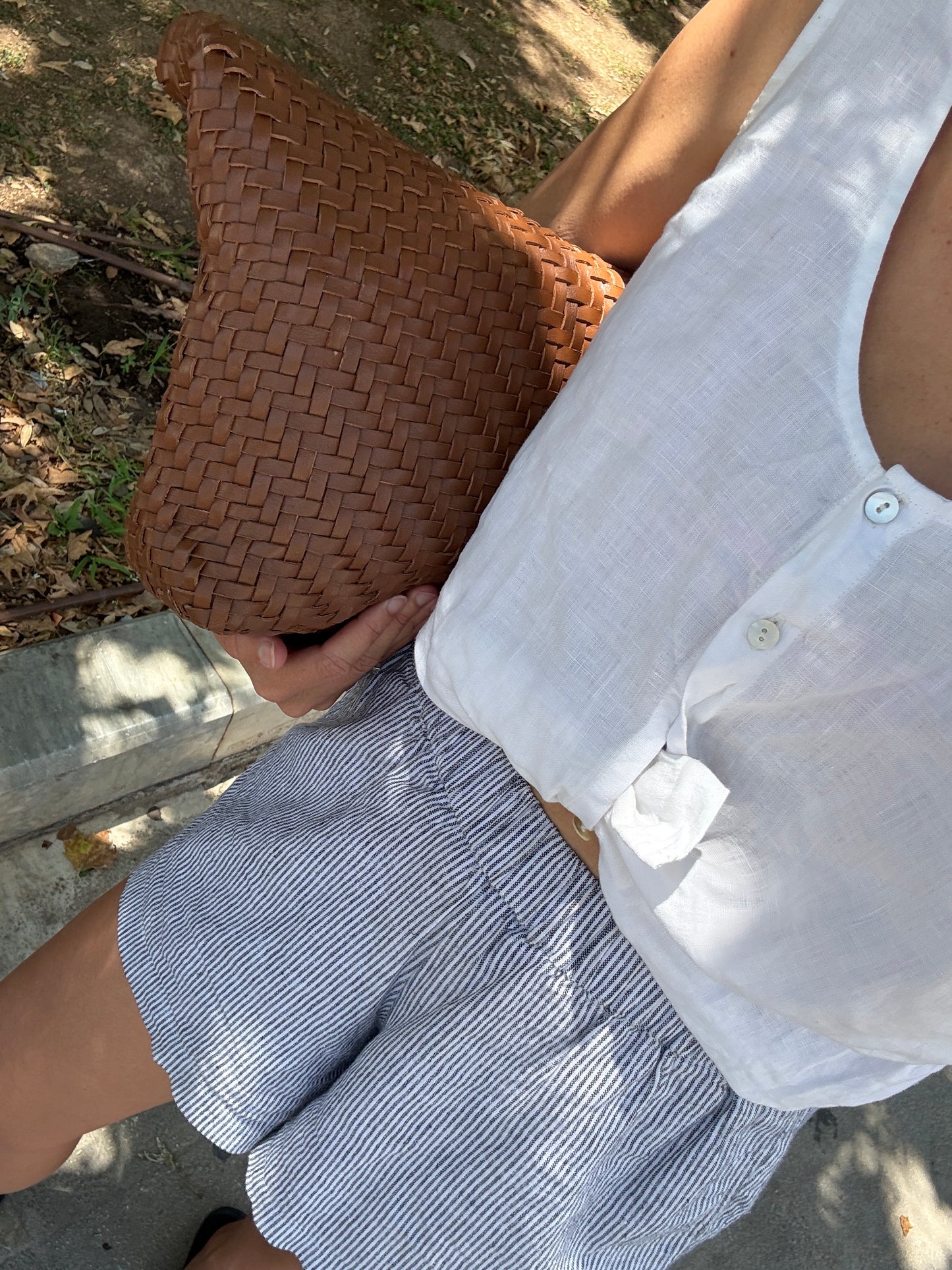 Woven Stripe Linen Shorts