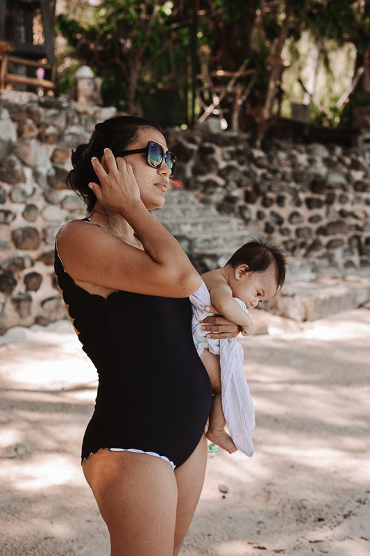 Black & White Scallop Reversible Swimsuit