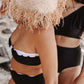 Black & White Scallop Bandeau Reversible Bikini Top