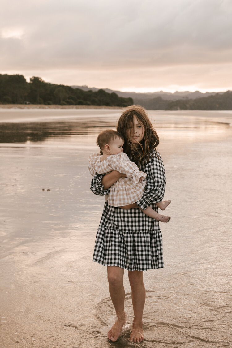 Black Gingham Girls Dress