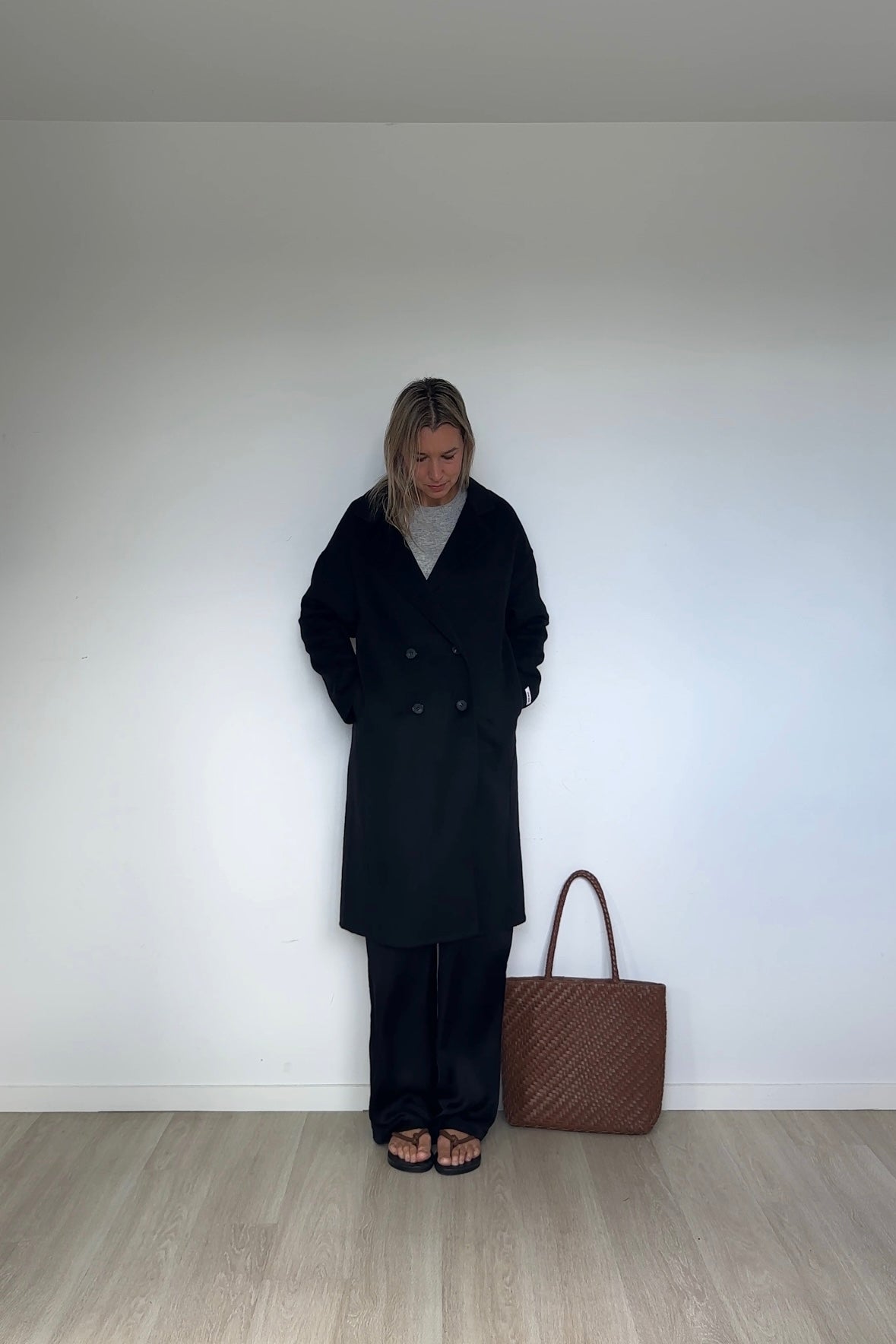 Pure Wool 3/4 Coat Black
