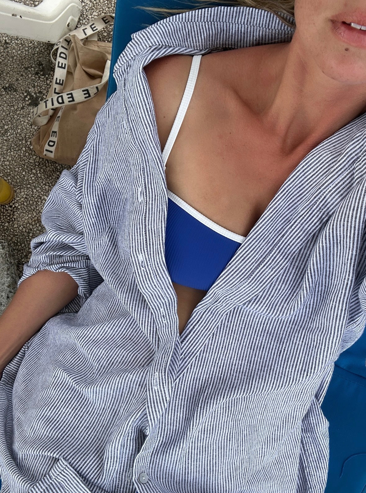 Blue/Green Contrast Reversible Bikini Top
