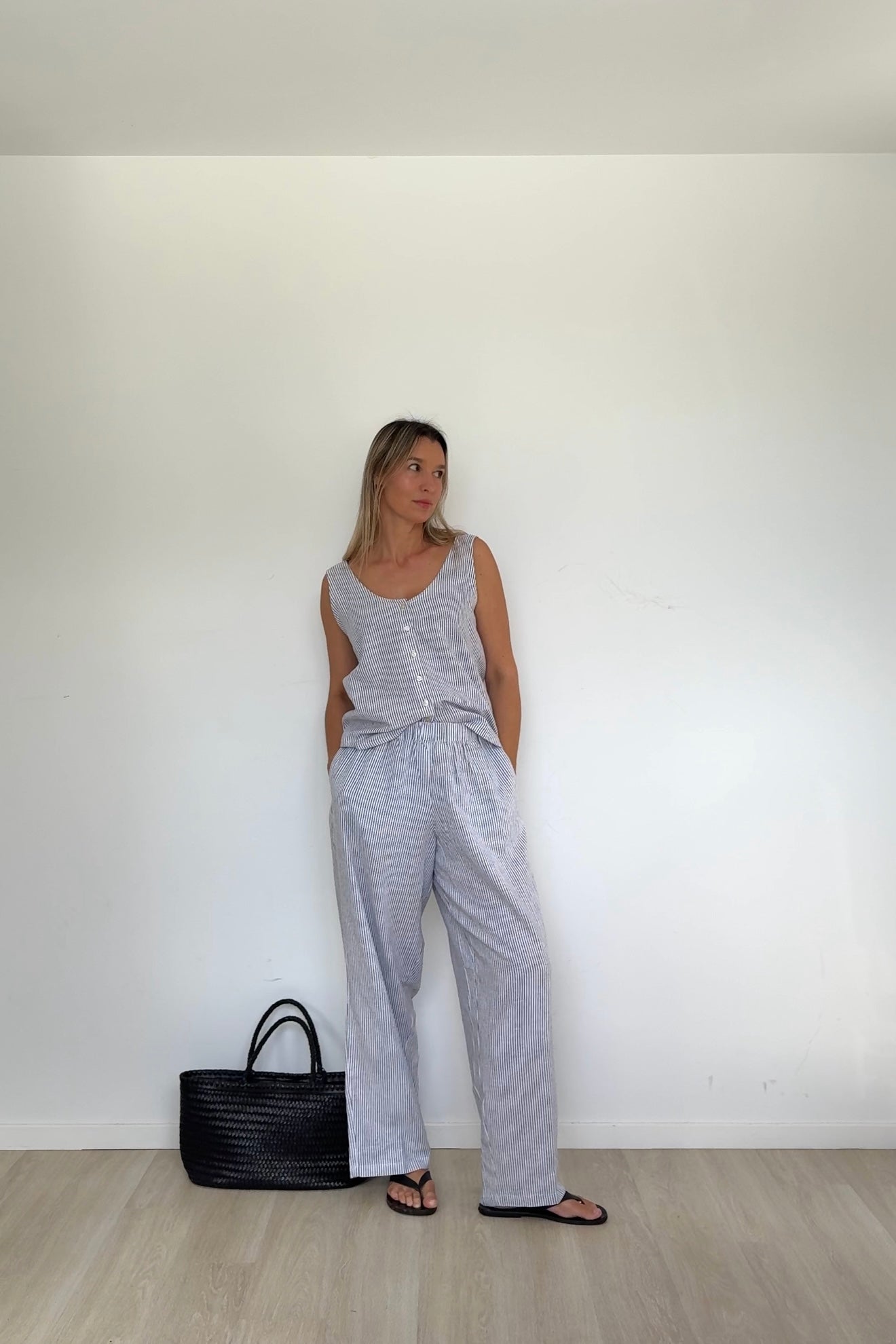 Woven Stripe Linen Pants
