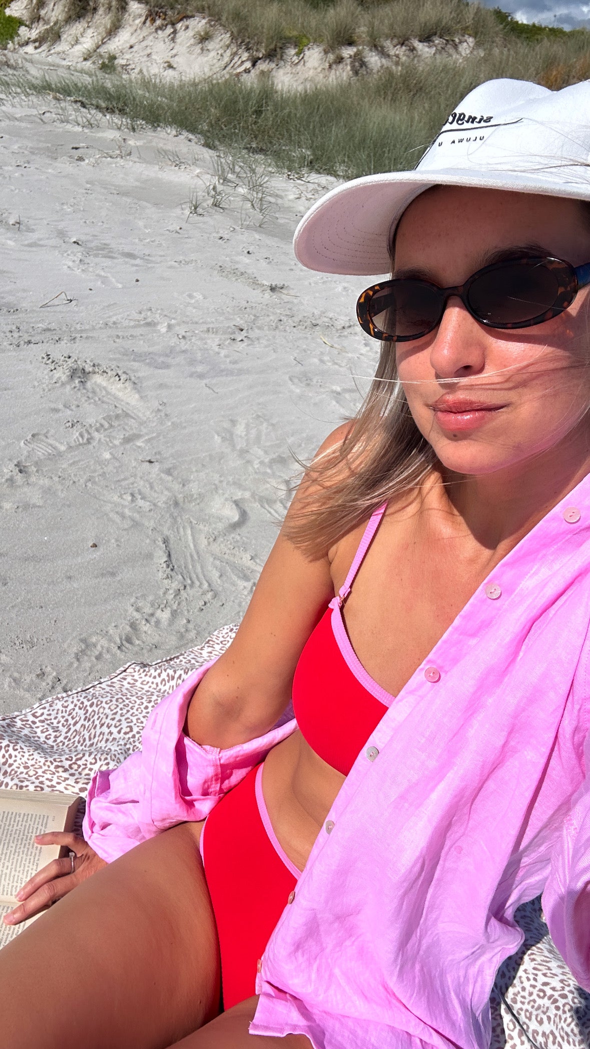Pink/Red Contrast Reversible Bikini Top