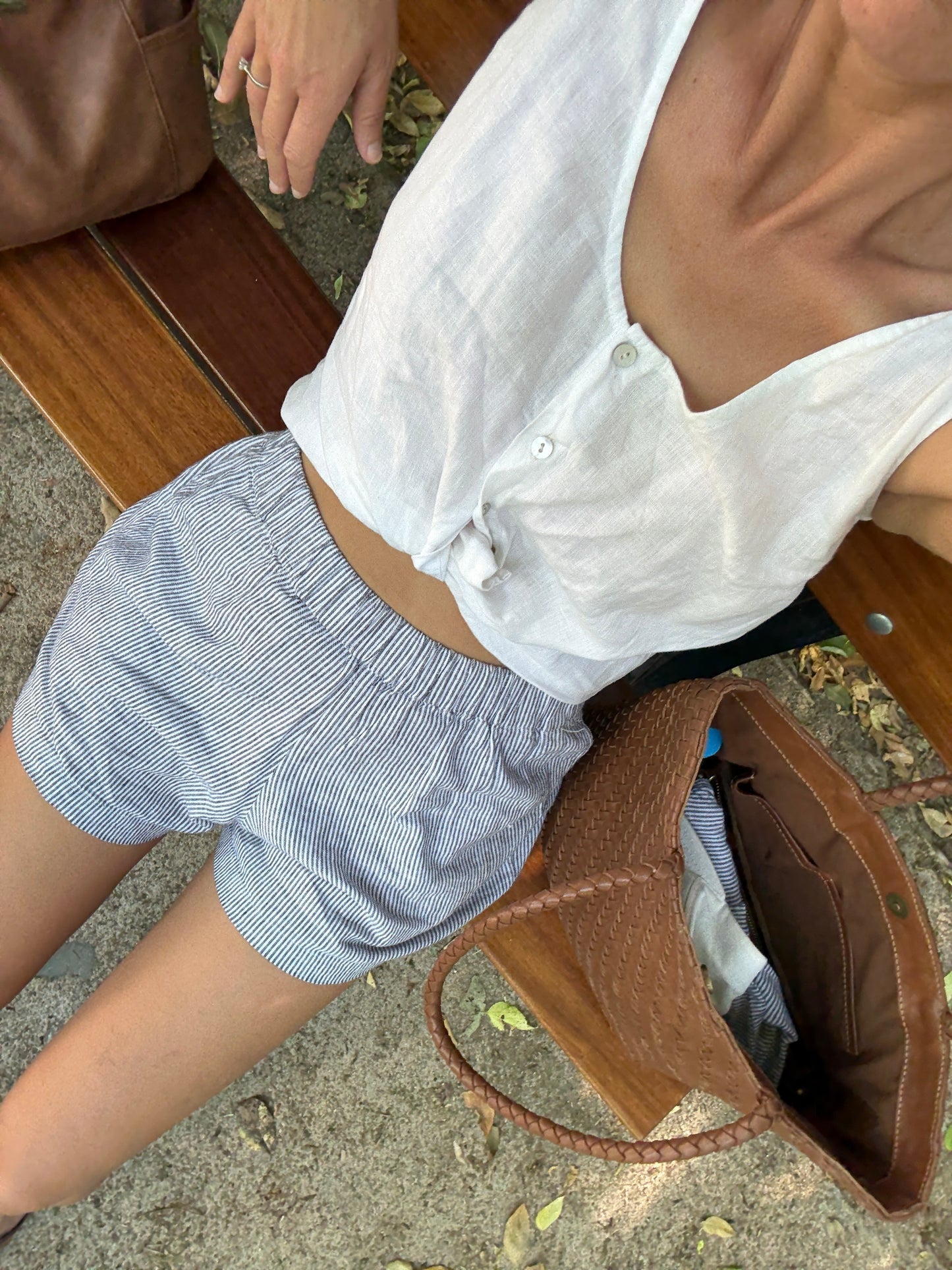 Woven Stripe Linen Shorts