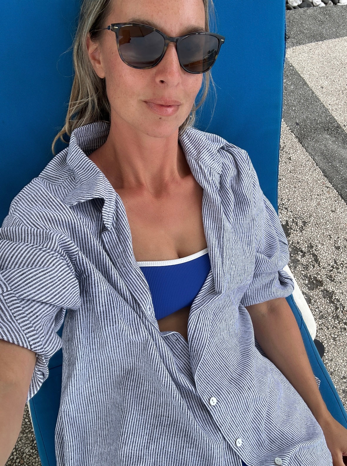 Blue/Green Contrast Reversible Bikini Top