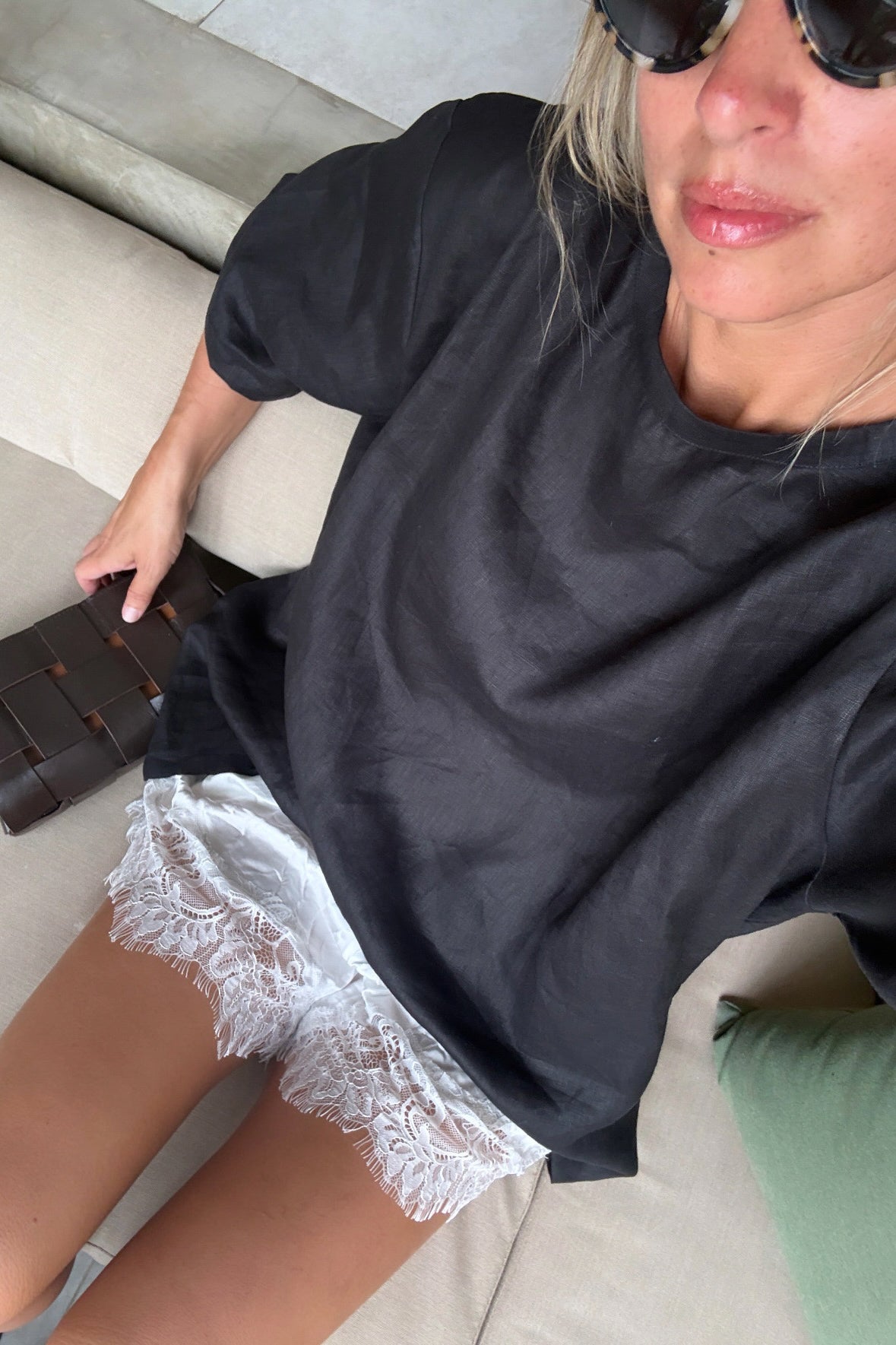 Asti Eco Silk Lace Shorts Oyster