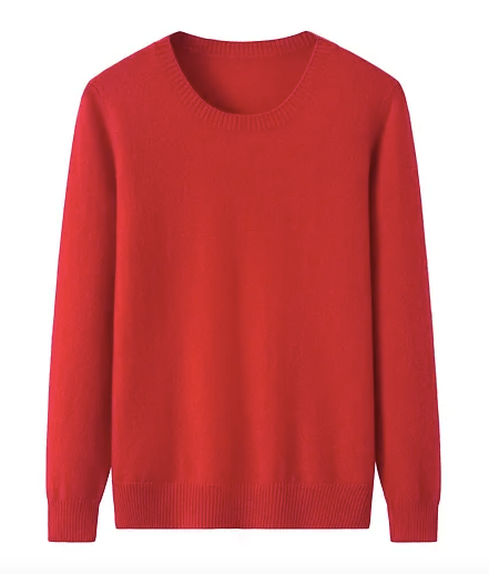 Pure Cashmere Crew Neck Jumper Cherry Red