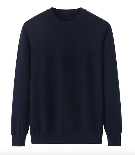 Navy Midnight Blue Boyfriend Pure Cashmere Crew Neck Jumper