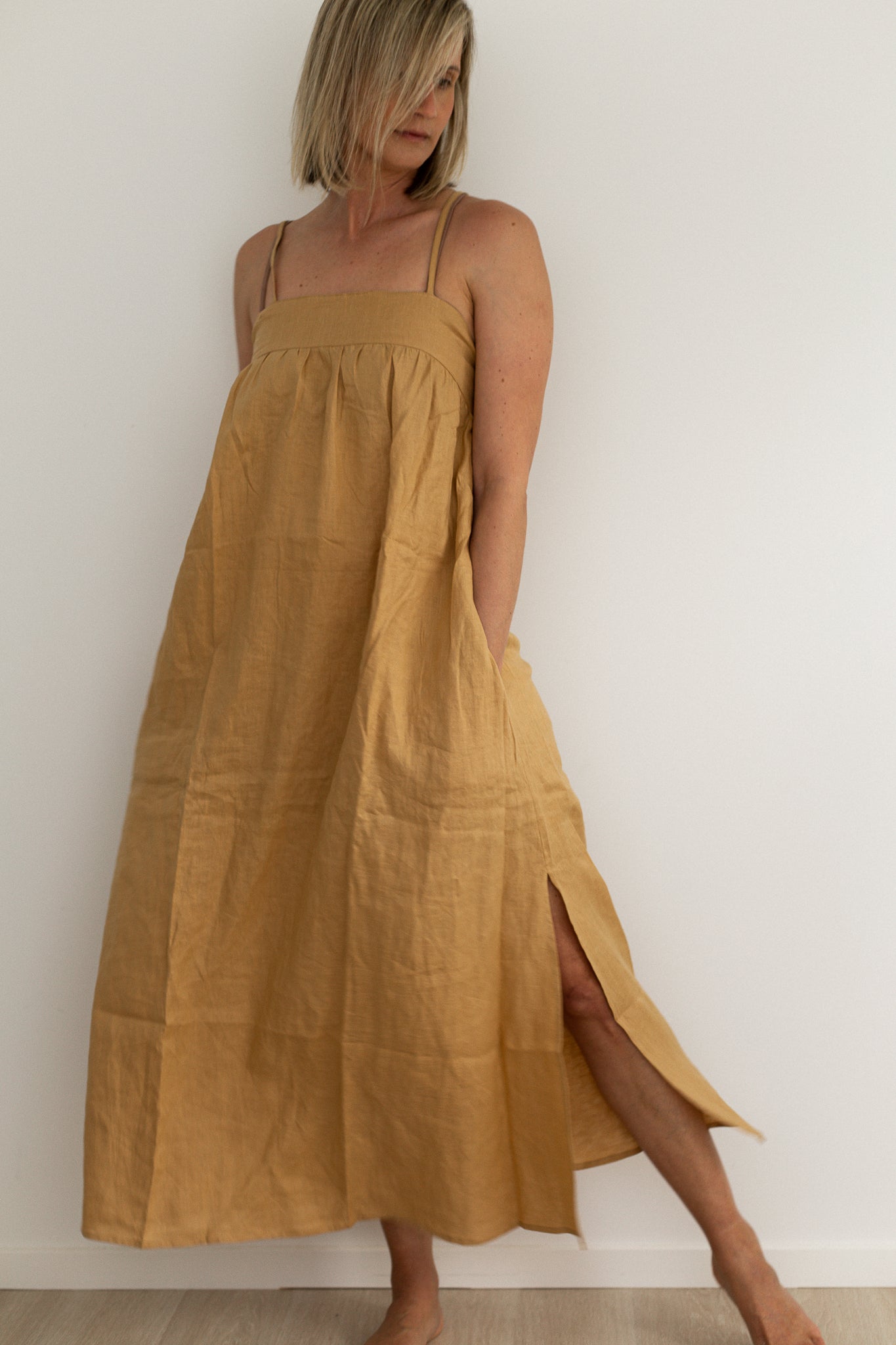 Kaia Linen Beige Dress