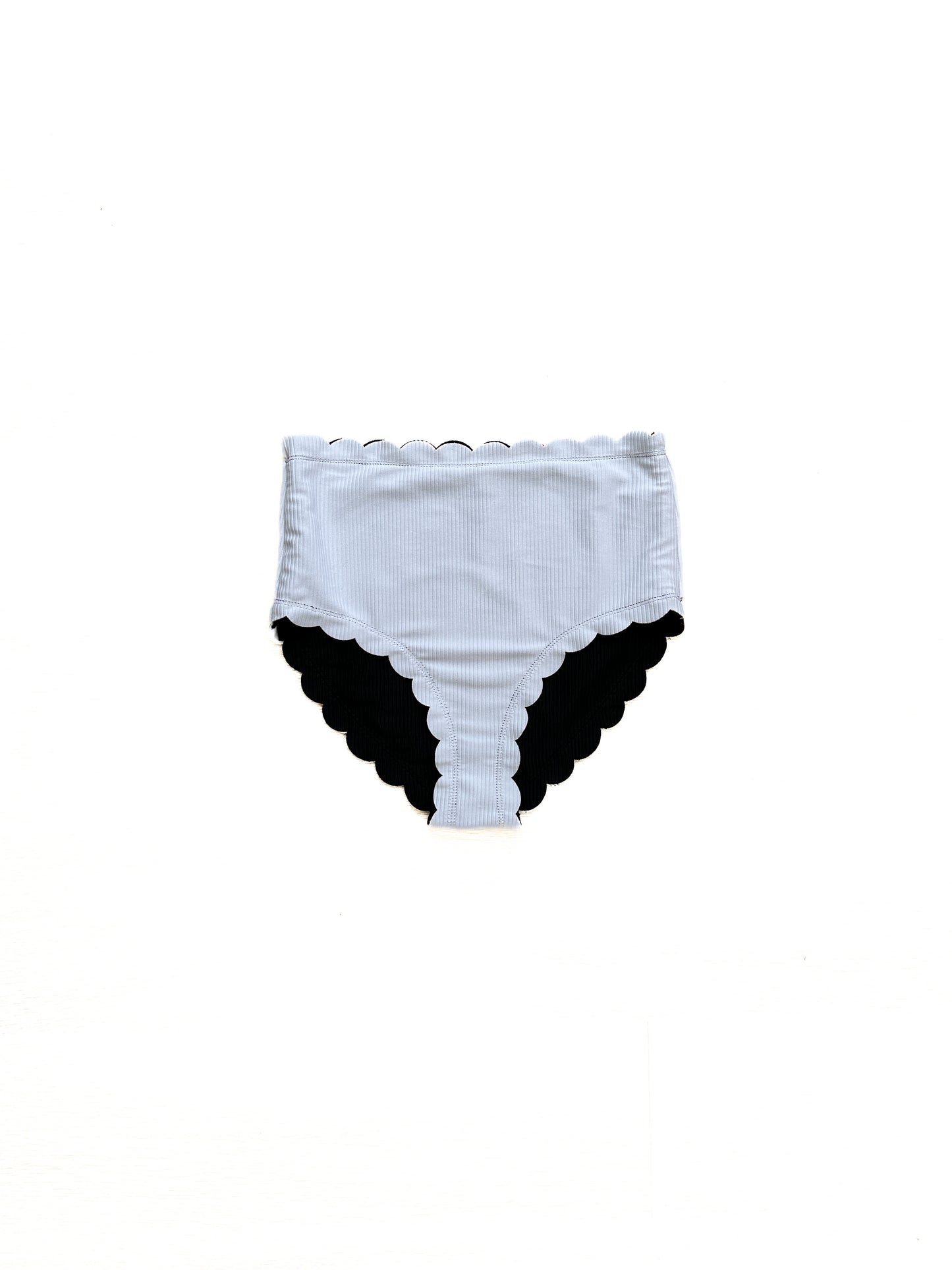 Black & White Scallop High Waist Bikini Bottoms