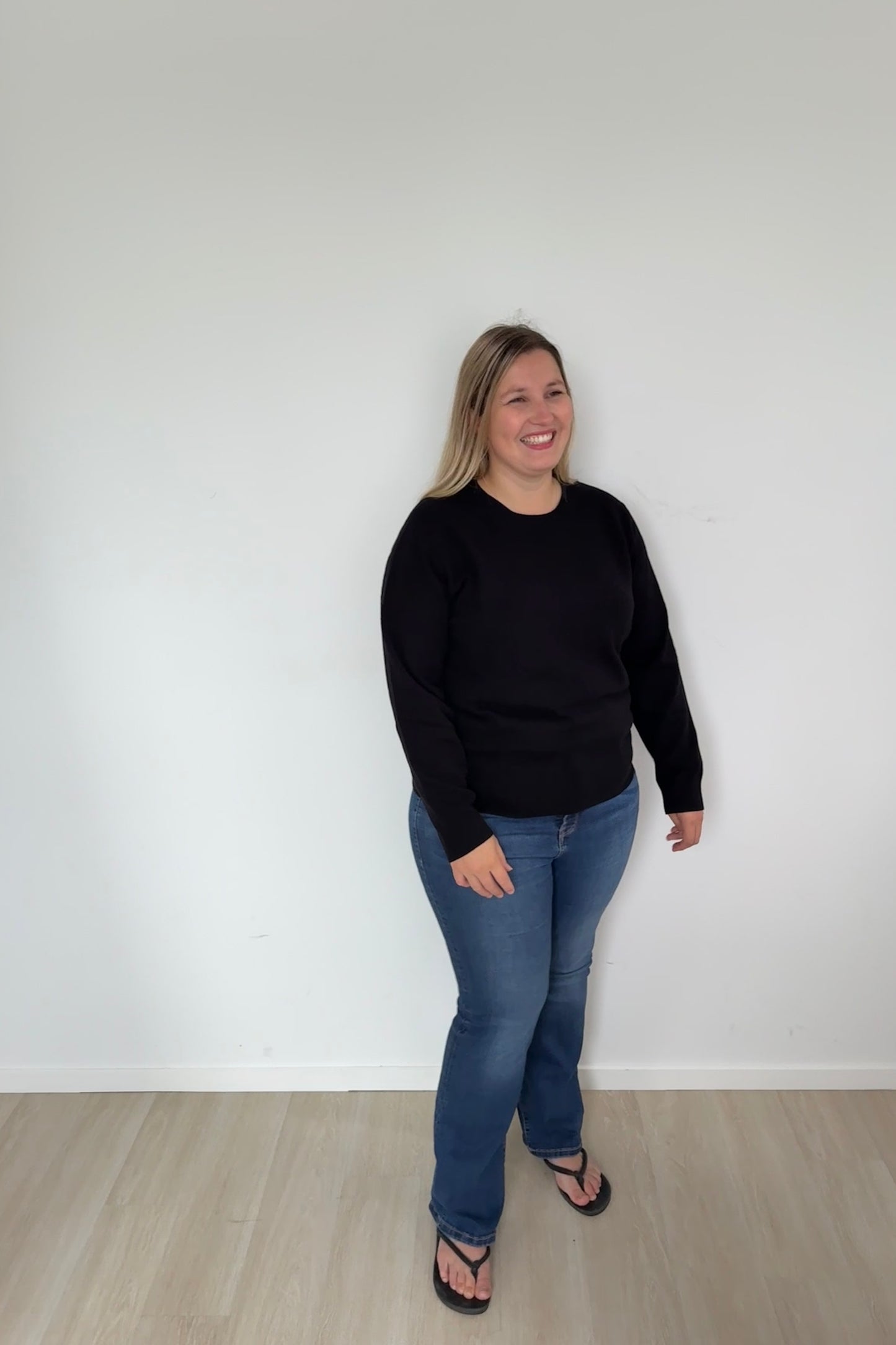 Black Organic Cotton Cashmere Crew Neck Jumper