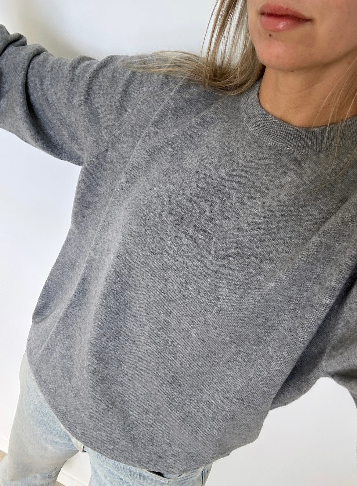 Marle Grey Boyfriend Pure Cashmere Crew Neck Jumper