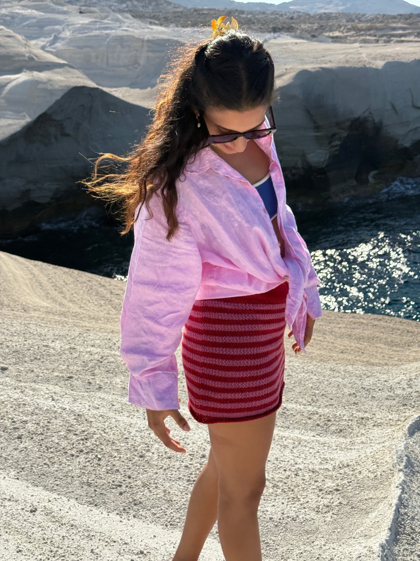 Dia Knit Skirt Red & Pink