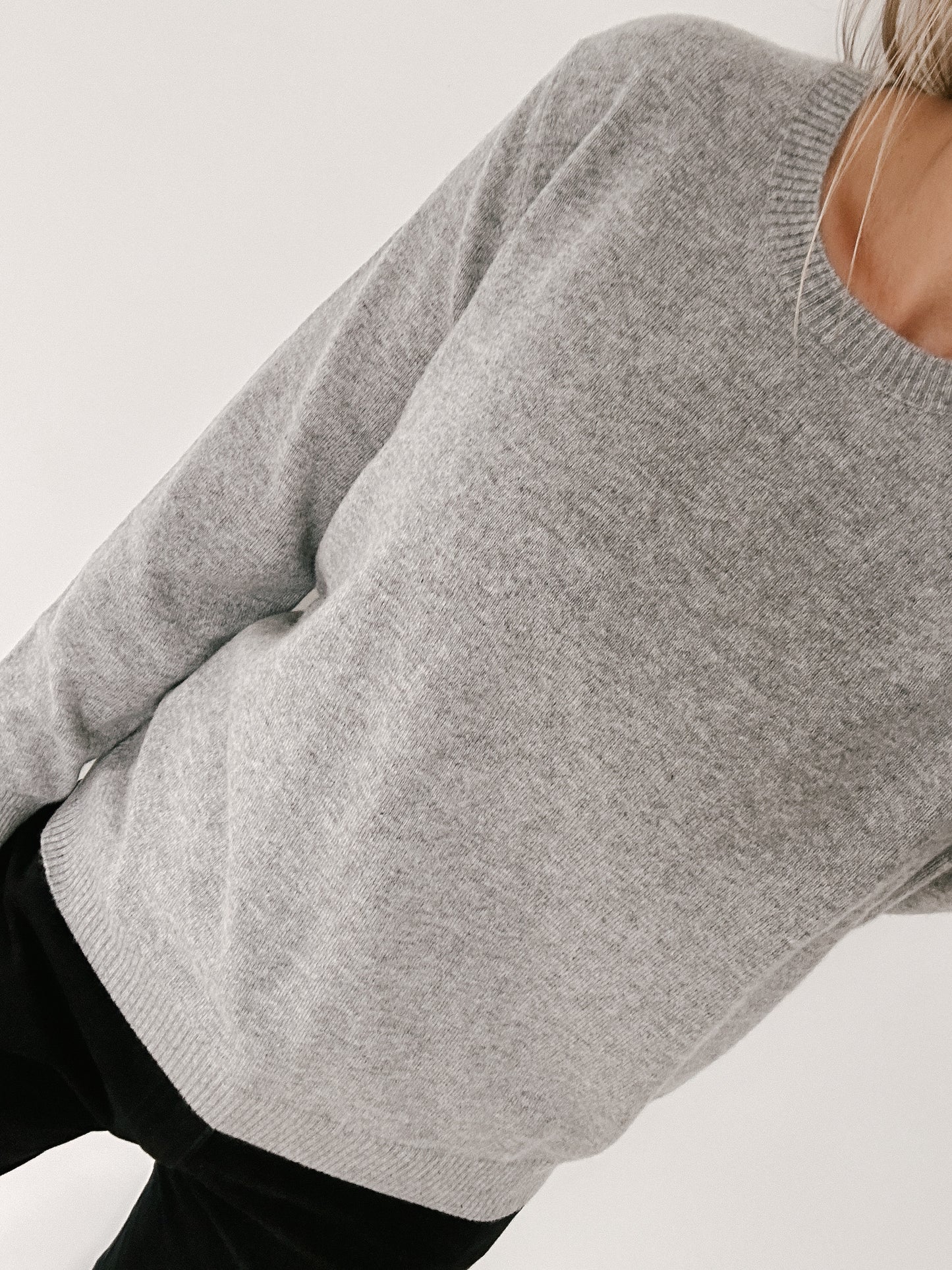 Marle Grey Cotton Cashmere Crew Neck Jumper