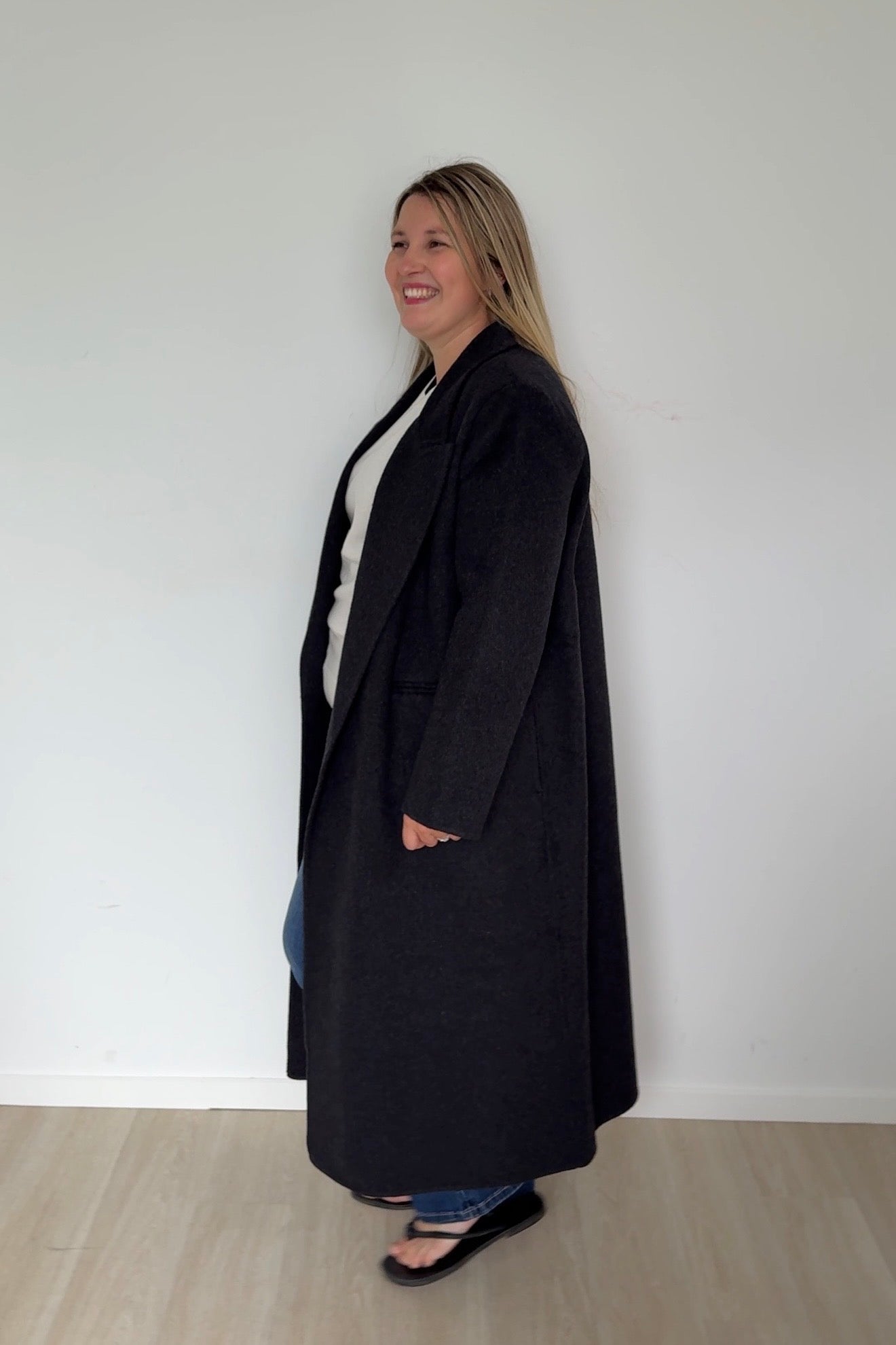Pure Wool Full Length Coat Black