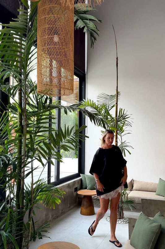 Linen Boyfriend Tee Black