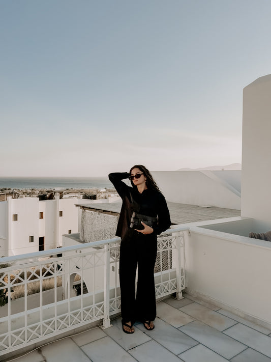 Bias Cut Pure Silk Pants Black