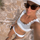 Scallop Reversible Bikini Top Black & White