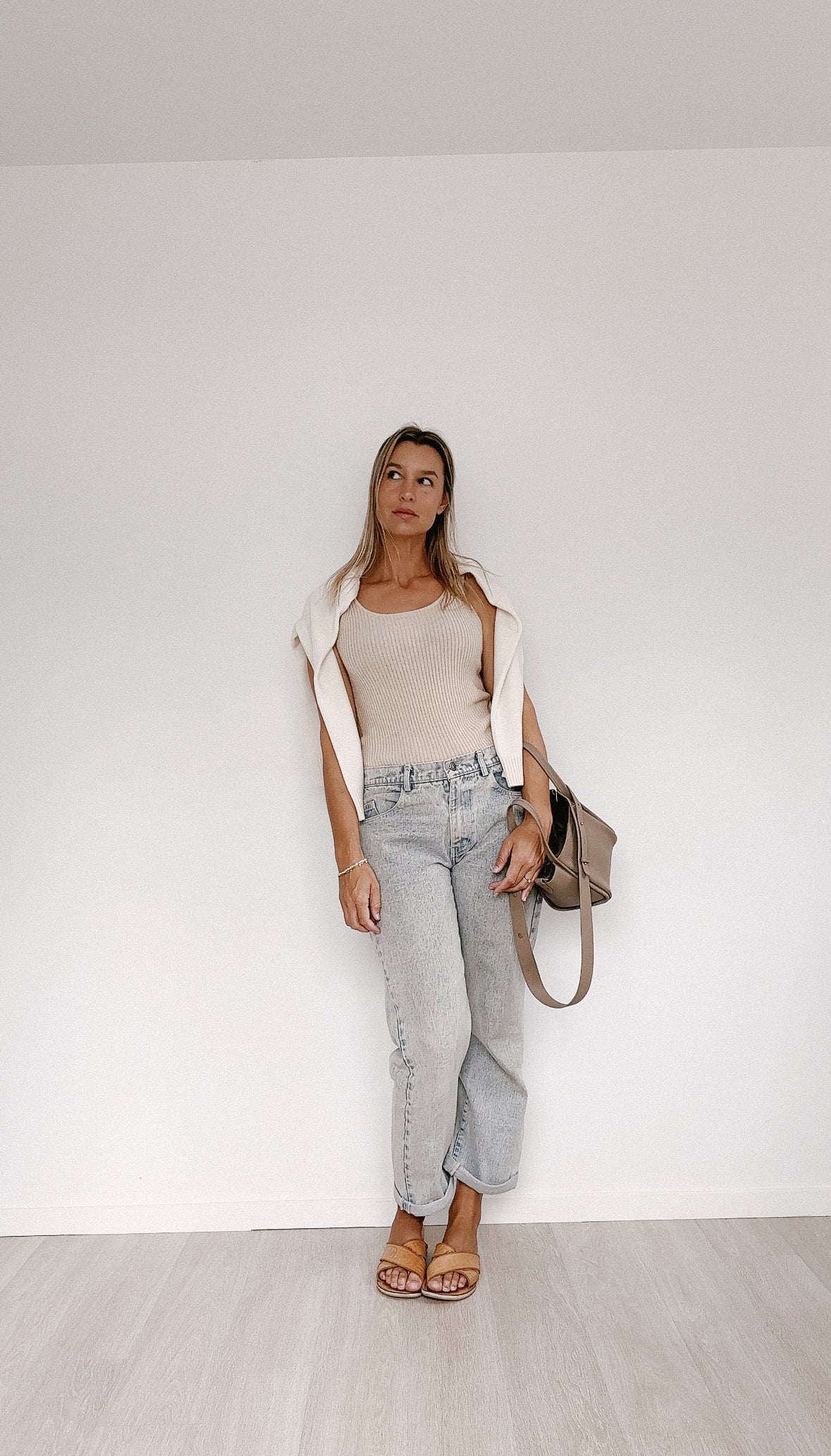 Pure Cashmere Ribbed Tank Beige