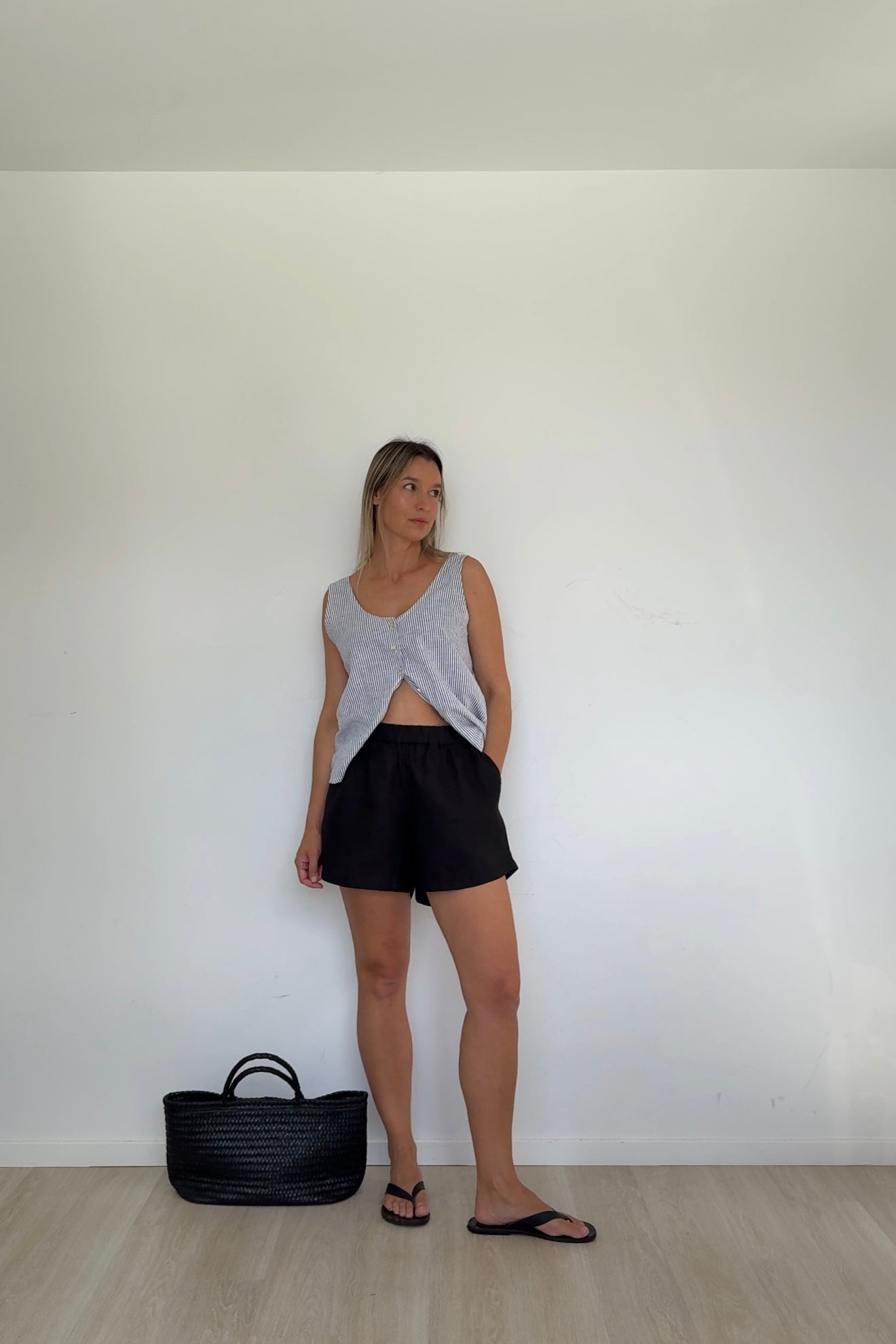 Woven Stripe Linen Reversible Top