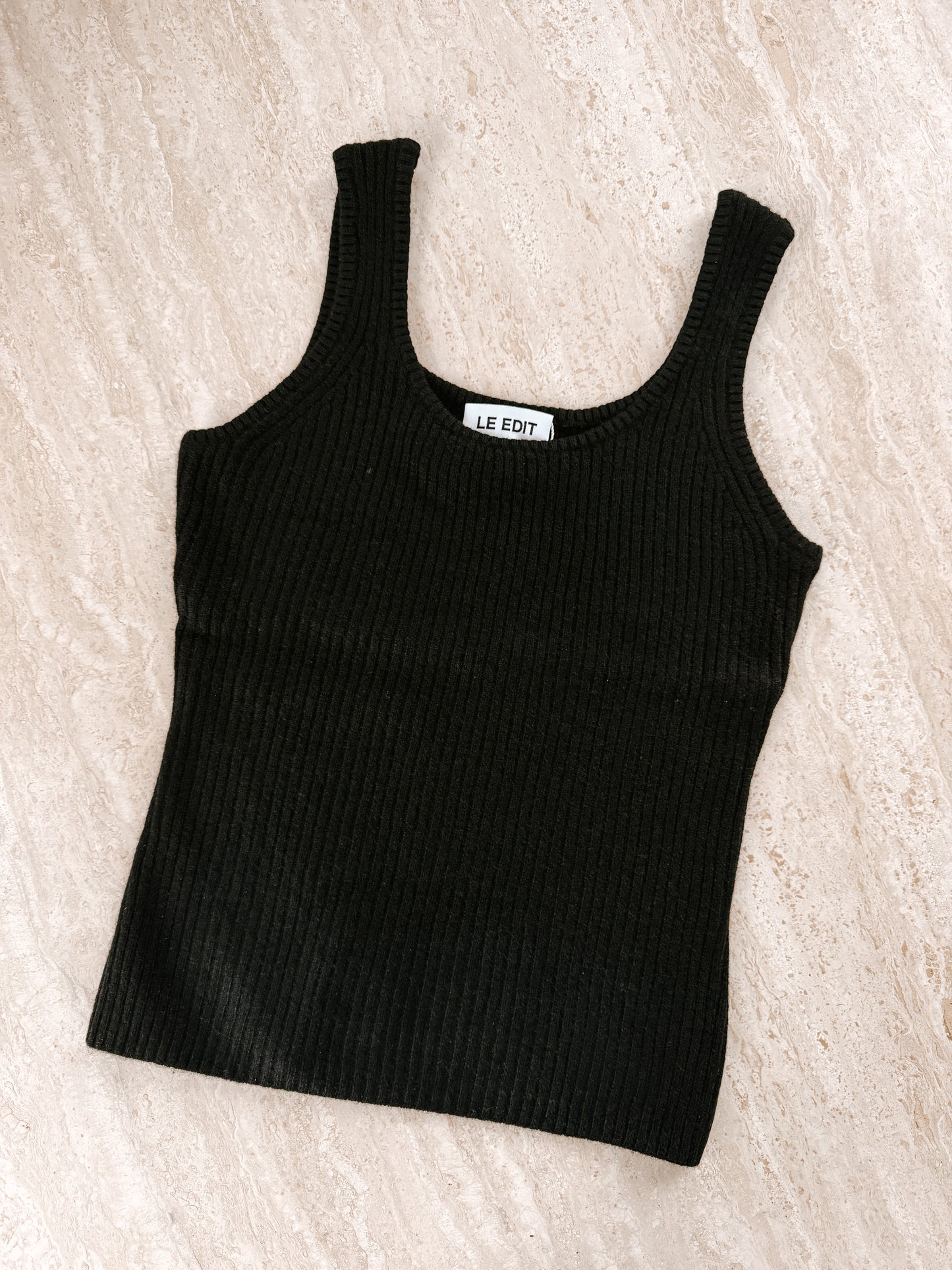 Pure Cashmere Ribbed Tank Black
