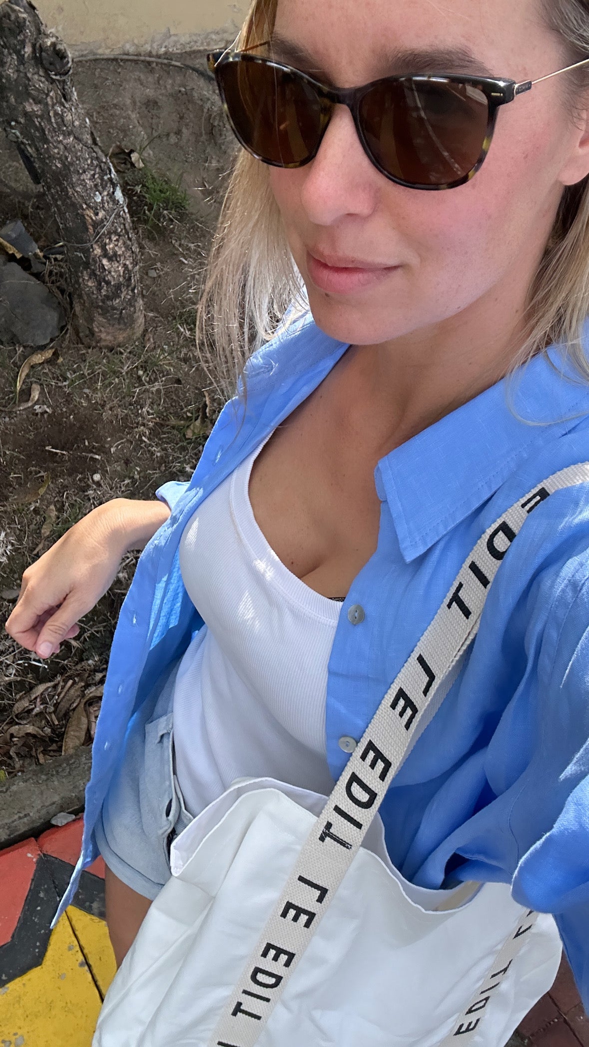 Your Boyfriends Linen Shirt Sky