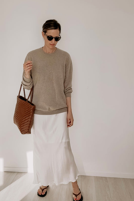 Boyfriend Pure Cashmere Crew Neck Jumper Oatmeal