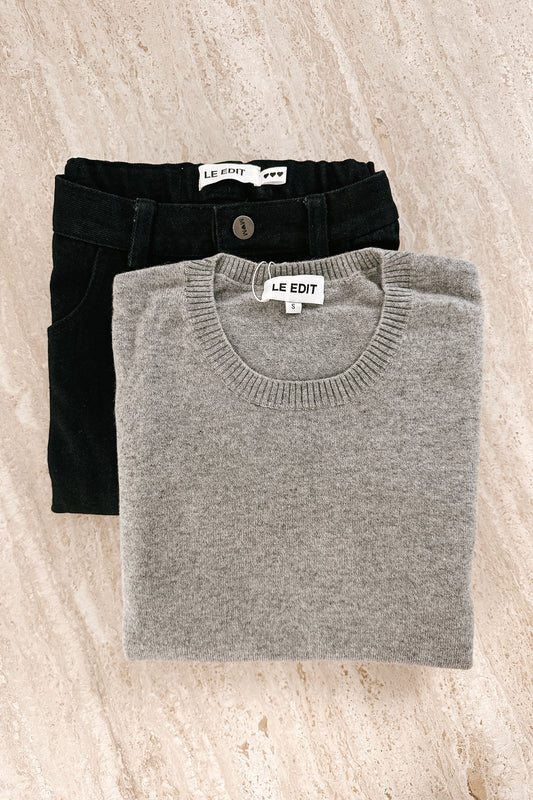 Black Denim + Cashmere Outfit