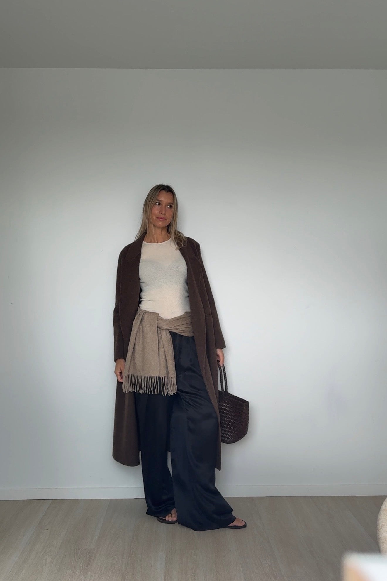 Oatmeal Pure Cashmere Tassel Scarf