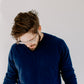 Navy Midnight Blue Mens Pure Cashmere Crew Neck Jumper