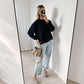 Navy Midnight Blue Boyfriend Pure Cashmere Crew Neck Jumper