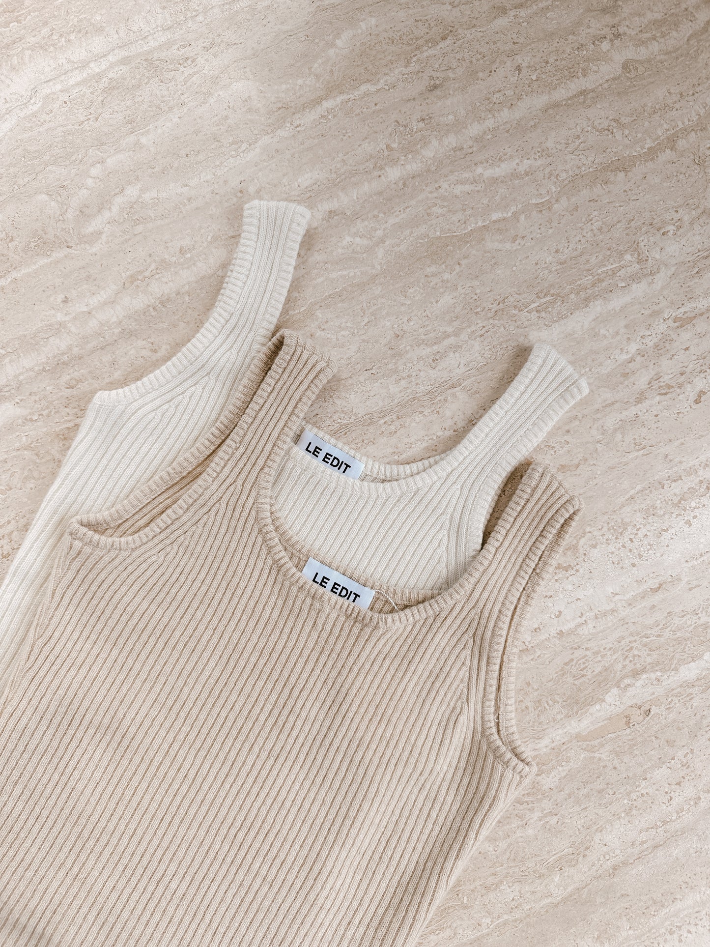 Cashmere Ribbed Tank Beige