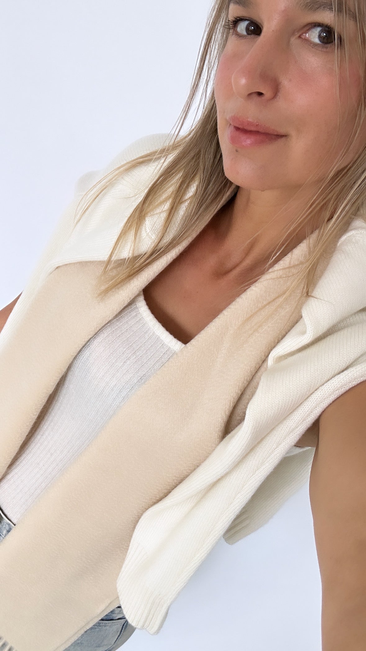 Pure Cashmere Ribbed Tank Coconut