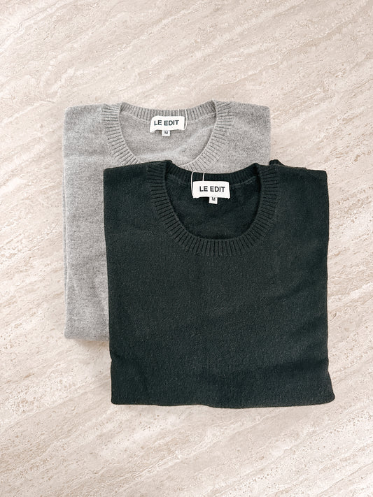 Organic Cotton Crew Edit - Marle & Black