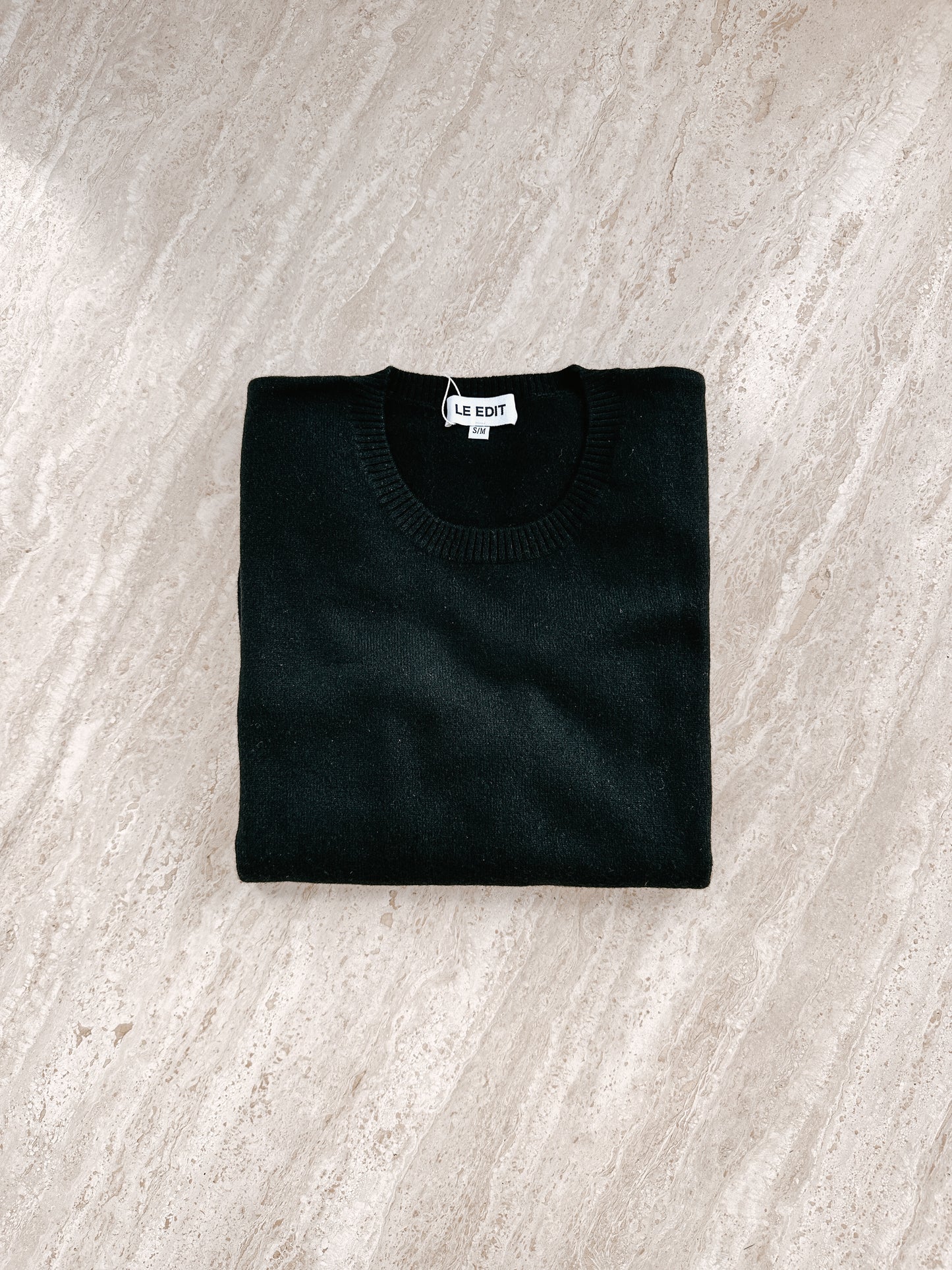 Black Pure Merino Crew Neck Jumper