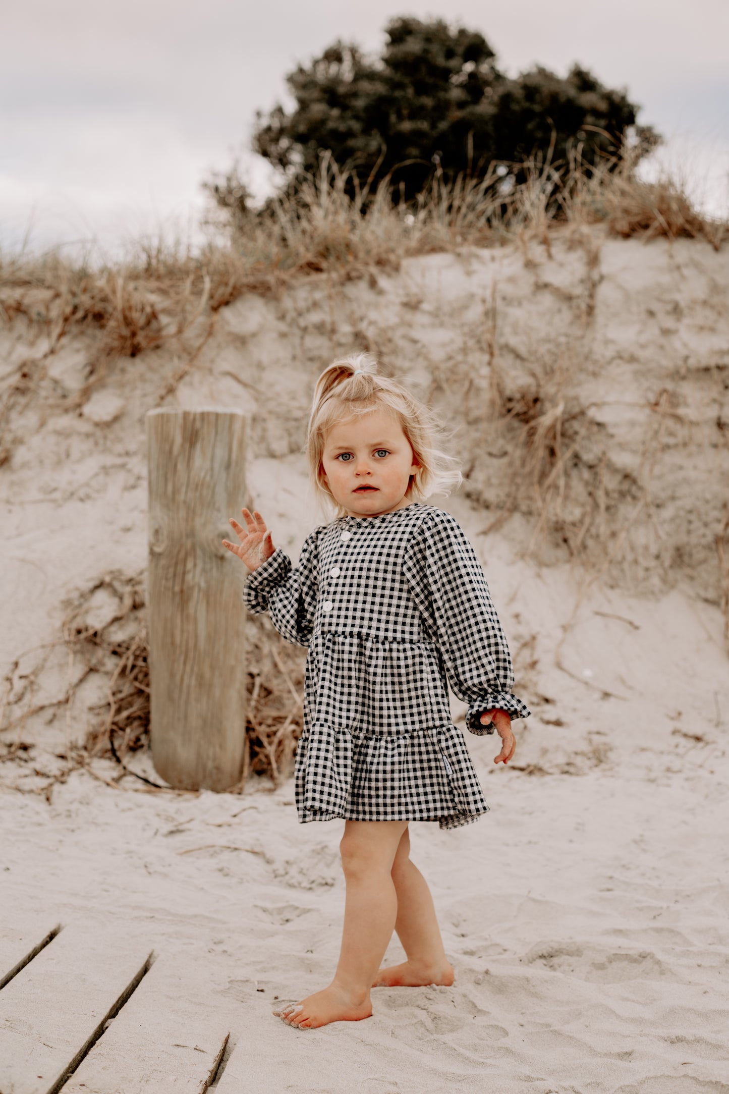 Black Gingham Girls Dress