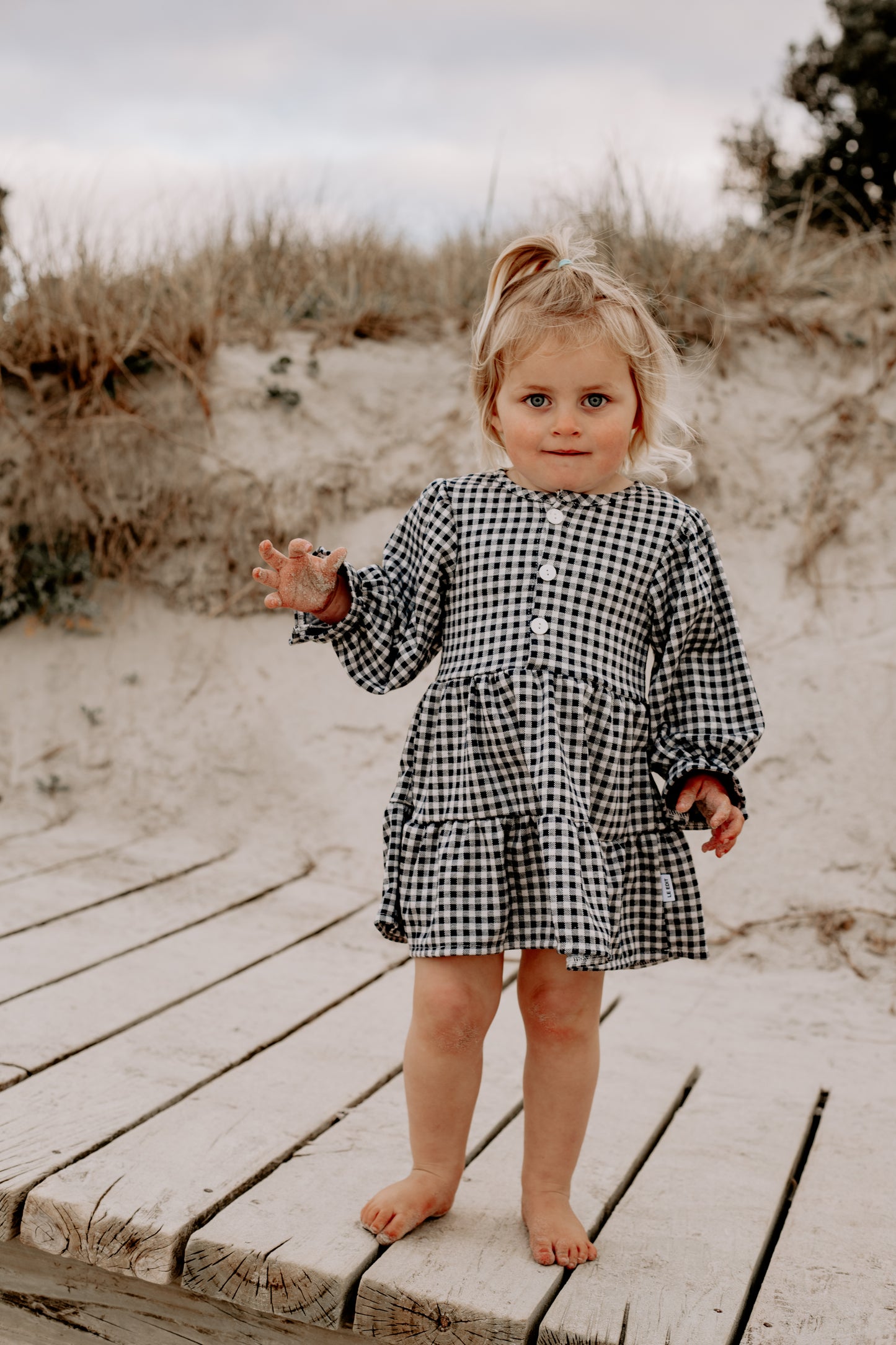 Black Gingham Girls Dress