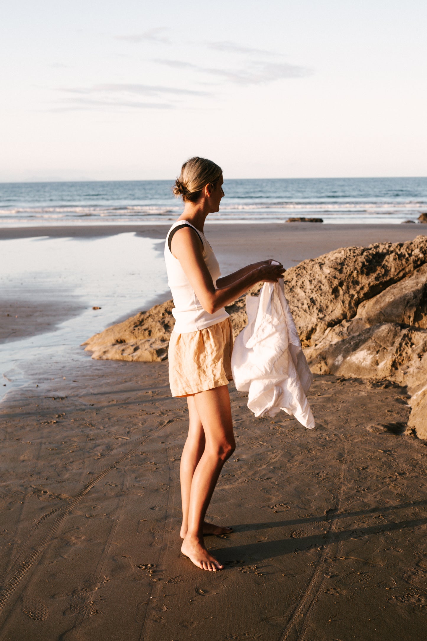 Beige Linen Shorts