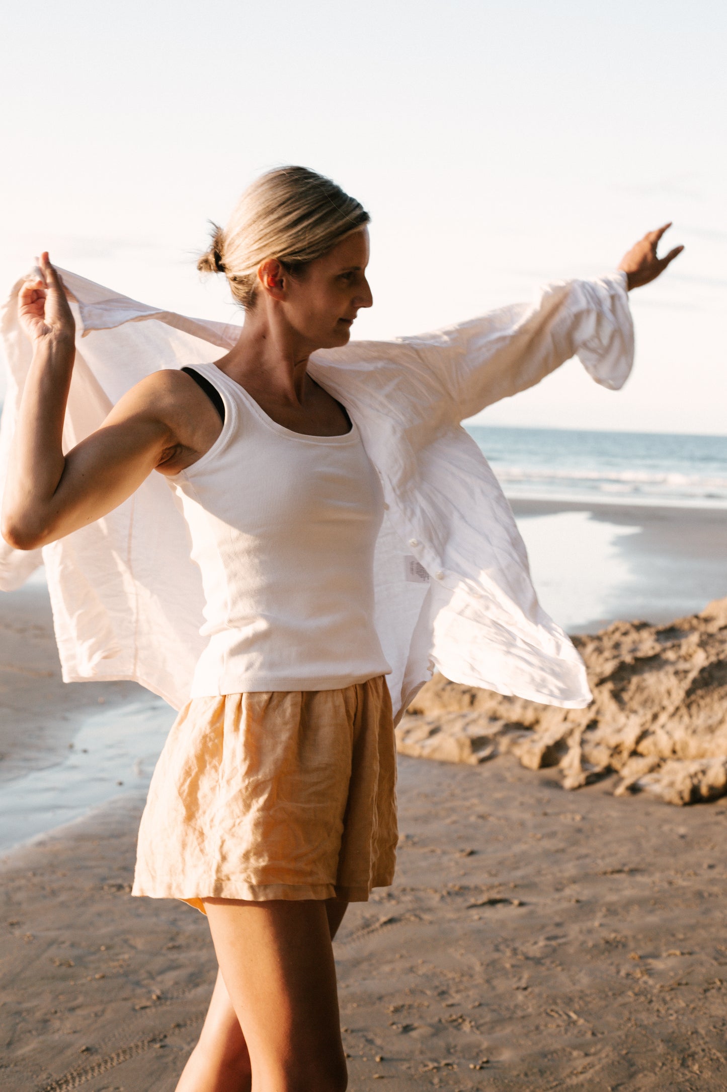 Beige Linen Shorts