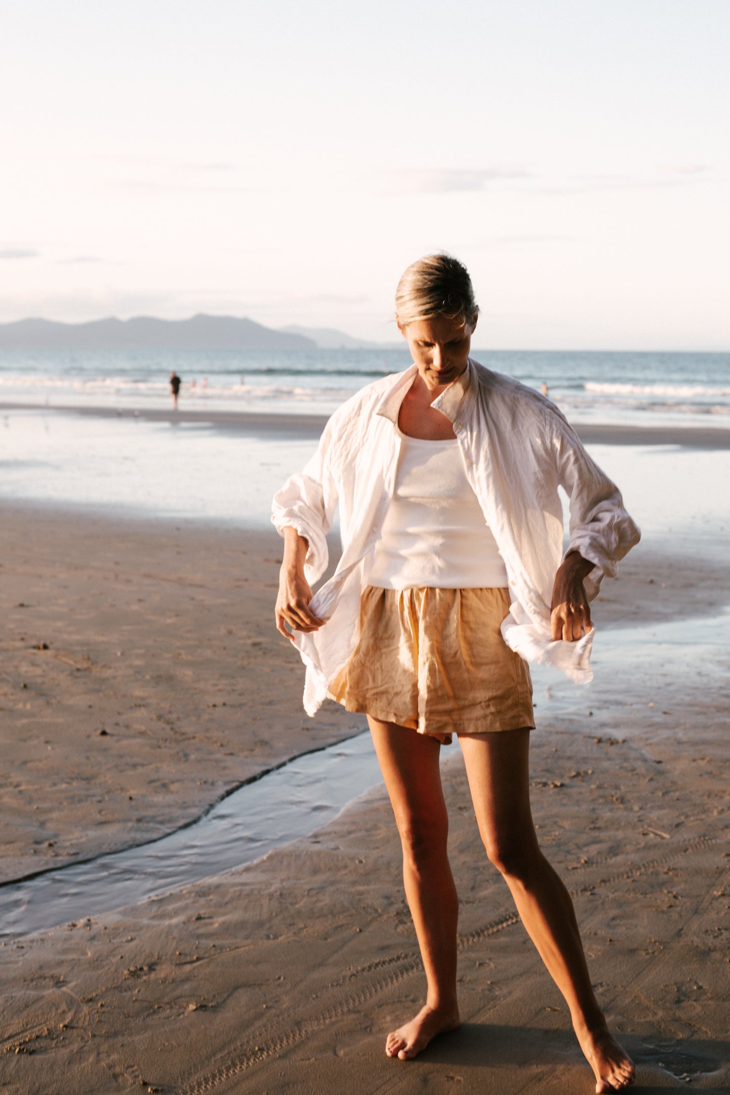Beige Linen Shorts