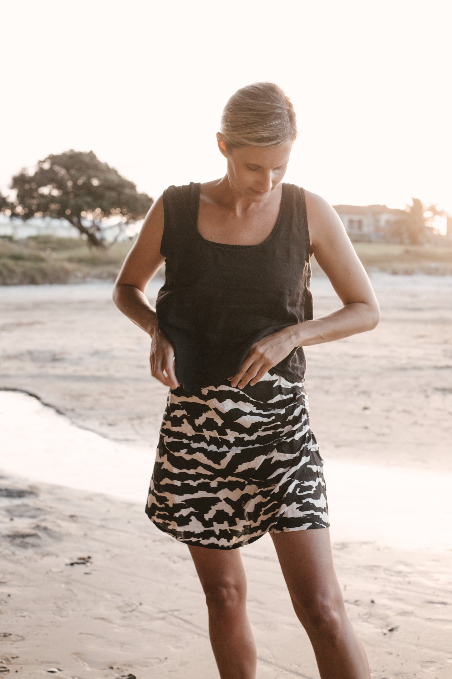 Linen Skorts Clam Shell