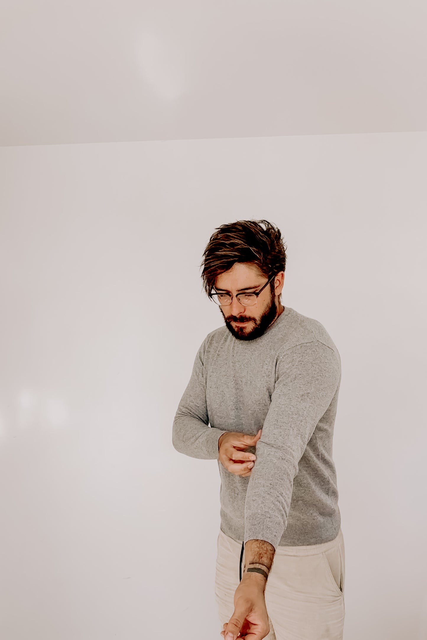 Marle Grey Mens Pure Cashmere Crew Neck Jumper