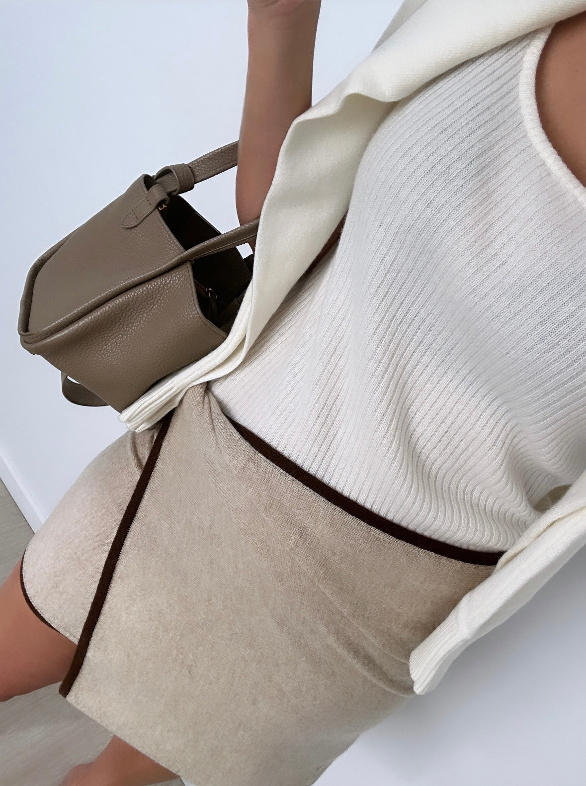 4-Way Cashmere Contrast Wrap Neutrals