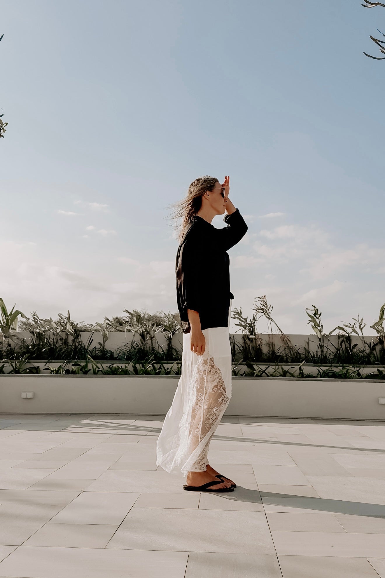 Asti Eco Silk Lace Long Skirt Oyster