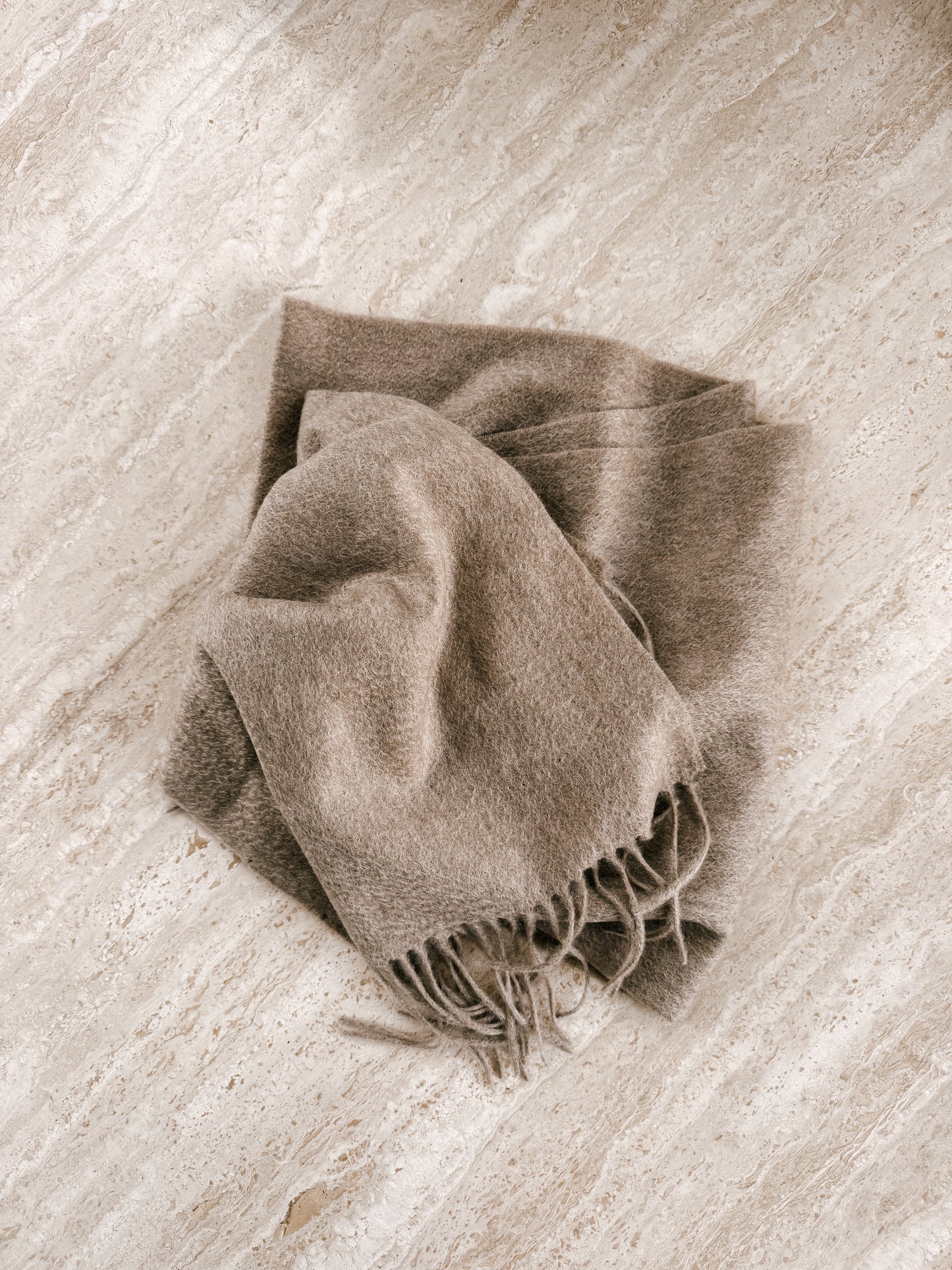 Oatmeal Pure Cashmere Tassel Scarf