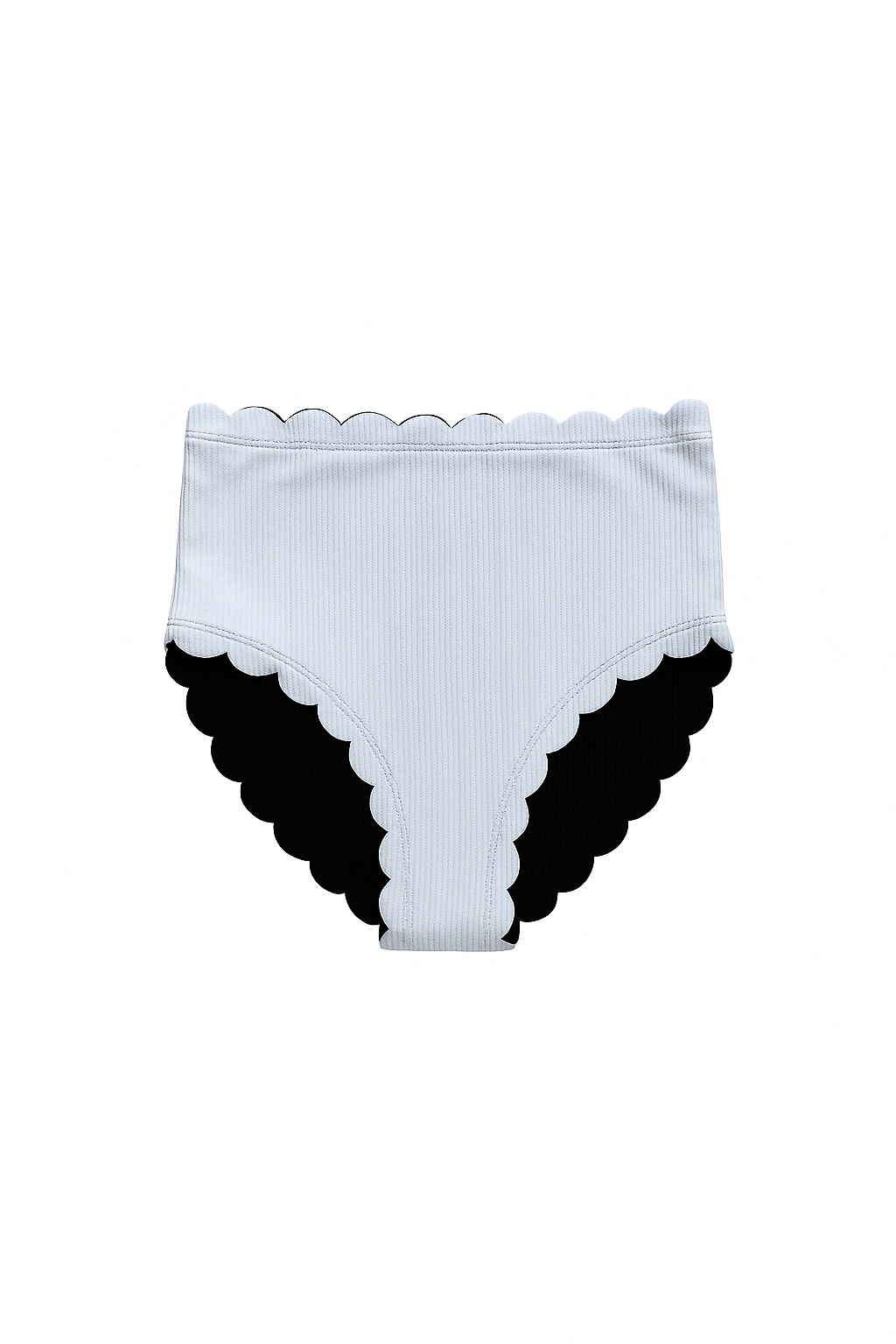 Black & White Scallop High Waist Bikini Bottoms
