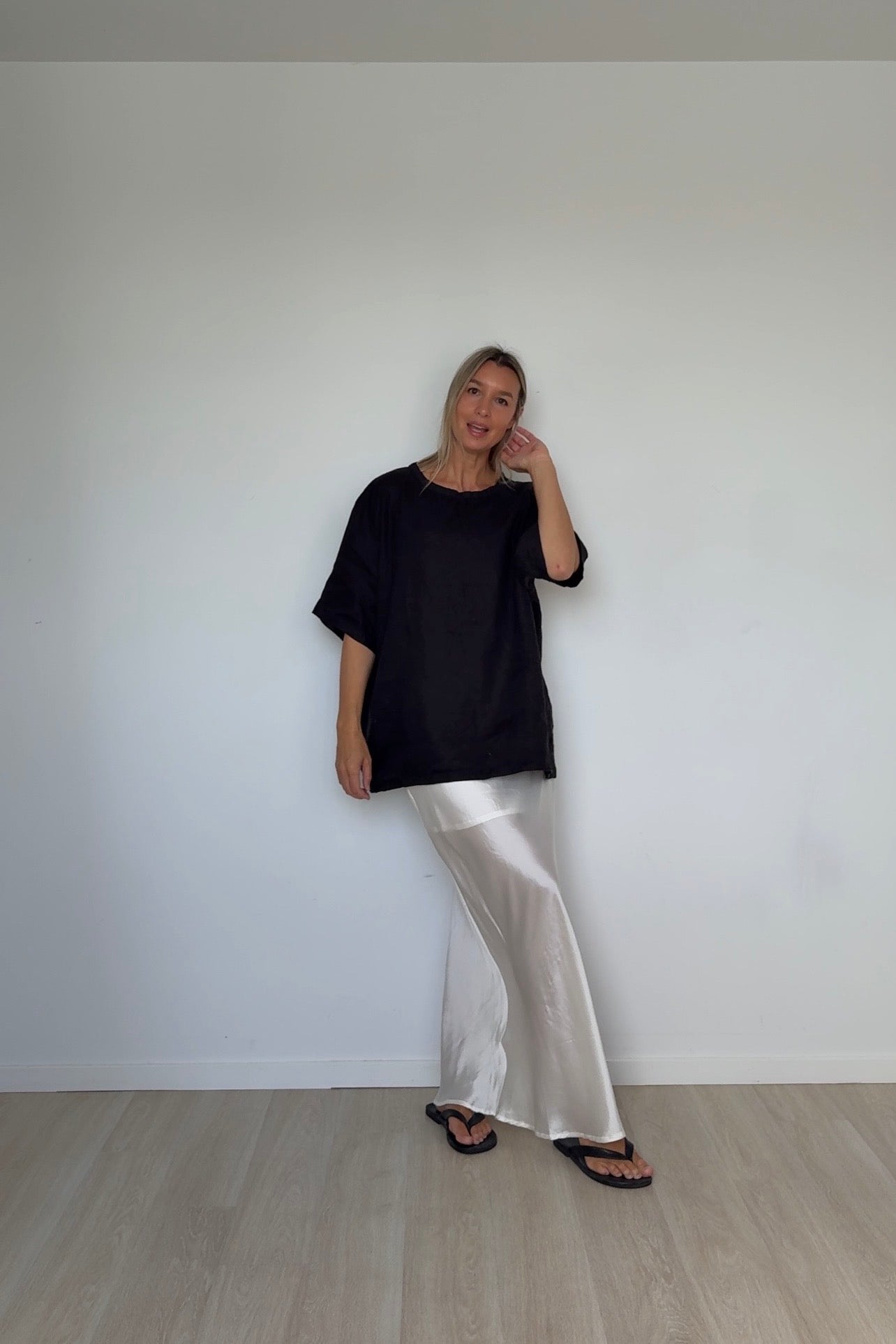 Pure Silk Skirt Oyster